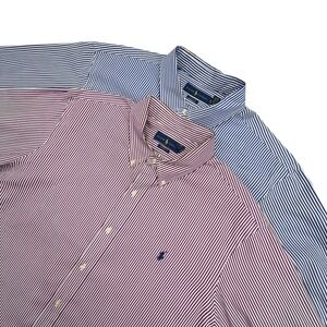 Set of 2 Ralph Lauren XXL Red & Blue Classic Fit Striped Long Sleeve Dress Shirt